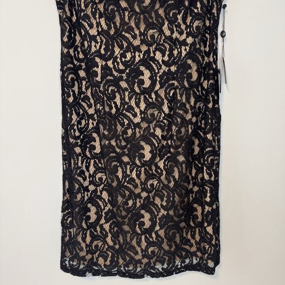 Adrianna Papell Lace Sheath Dress Women's Size 12 Black Nude Sleeveless Short - Picture 5 of 15